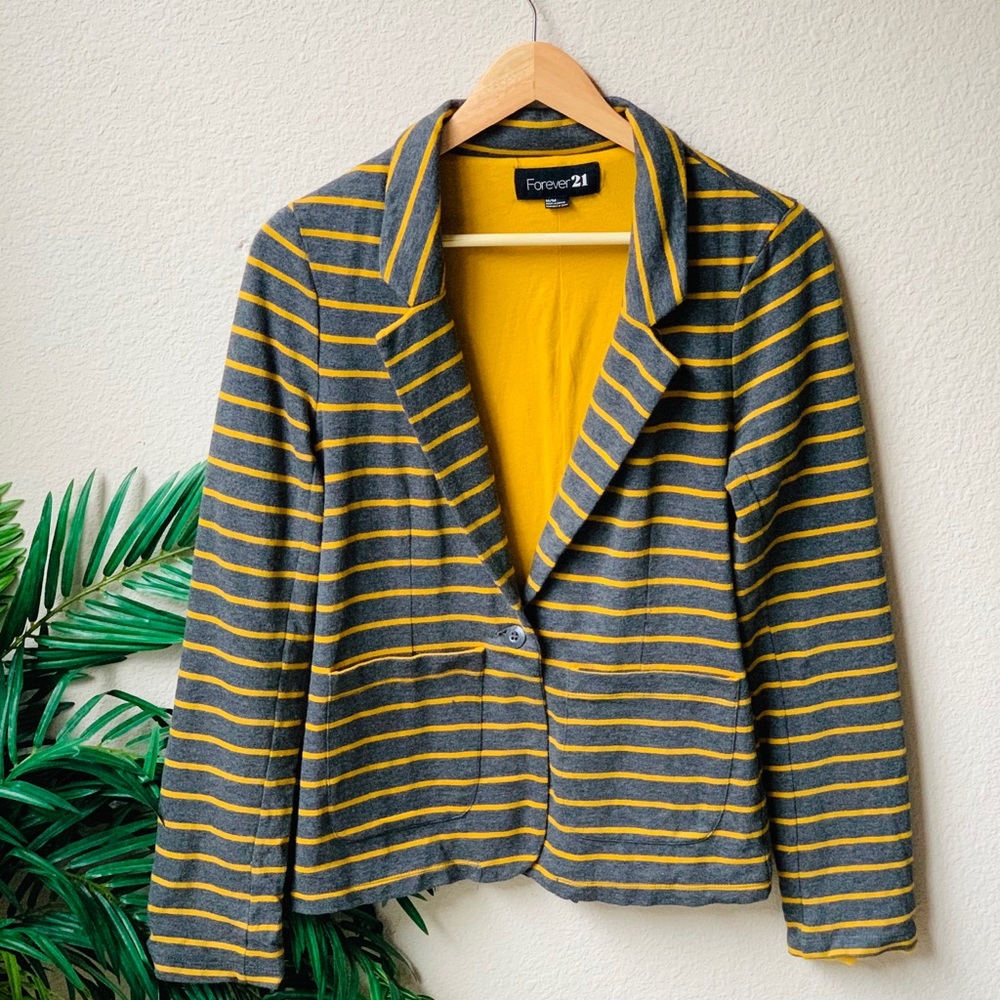 Mustard&gray strip blazer!